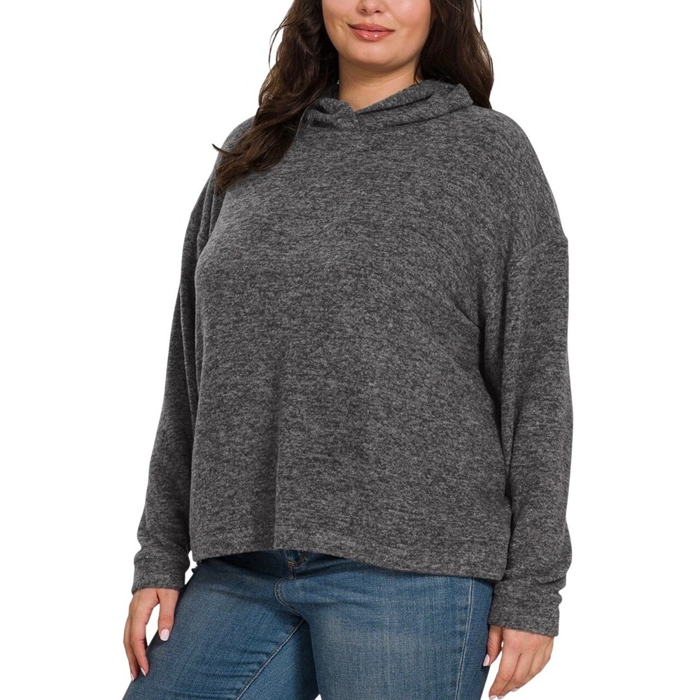 ZENANA Charcoal Gray Soft Brushed Lightweight Hoodie Plus Size 2X 3X NWOT